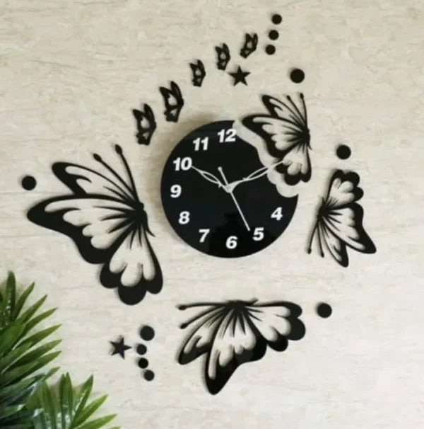 3d Wall Clock And Butterfly Wooden Wall Clock With Light