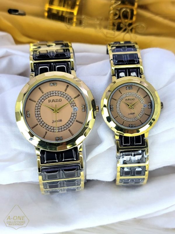 Aa1 Two Tone Rado Jubile Couple Watch Date Just Steel Chain