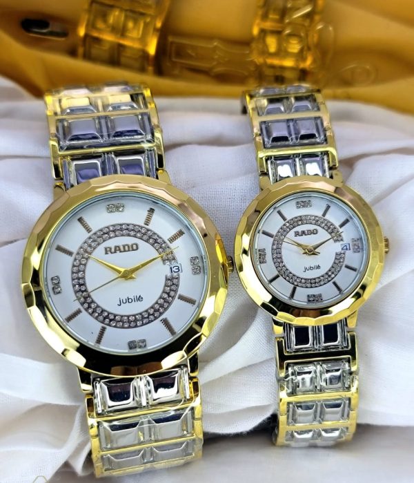 Aa1 Two Tone Rado Jubile Couple Watch Date Just Steel Chain