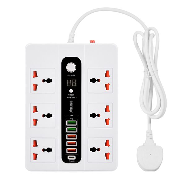 Ultra High Speed Socket Bkl-11 Sockets 5 Usb 1 Bd 2 Meter 3000 Watts Power Socket (random Color)